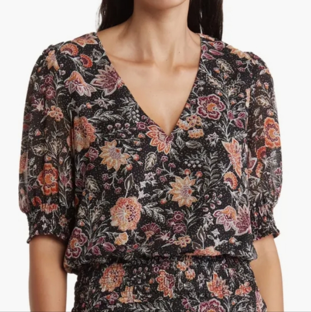 DR2 Smocked Elbow Sleeve Blouse, Size L
